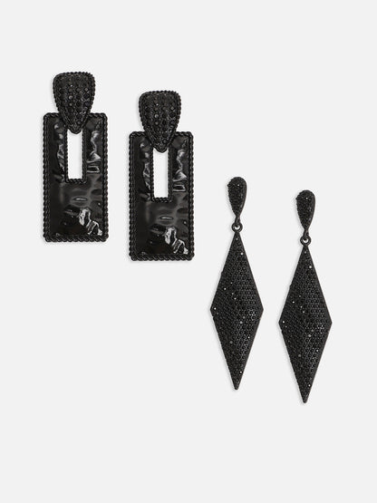 Set Of 2 Copper-Plated Contemporary Drop Earrings