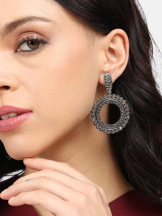 Set Of 2 Silver-Plated Contemporary Drop Earrings