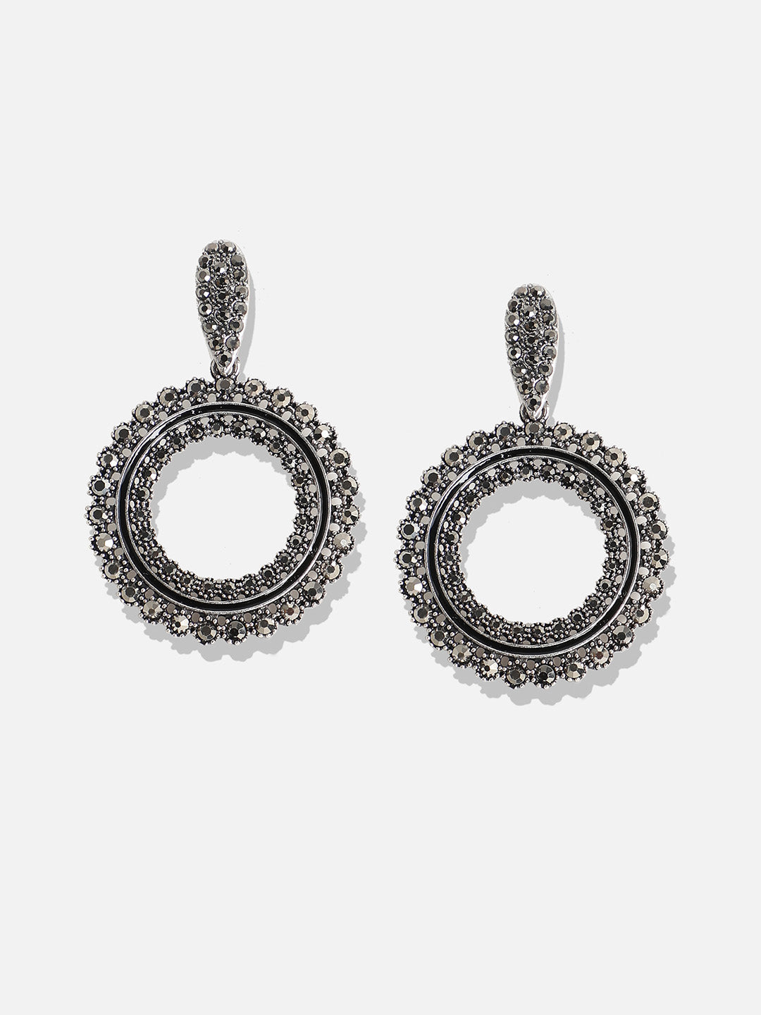 Set Of 2 Silver-Plated Contemporary Drop Earrings