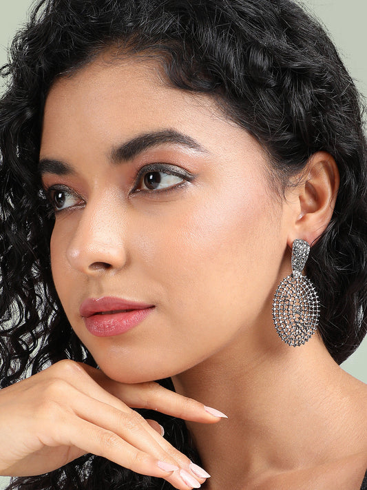 Set Of 2 Silver-Plated Contemporary Drop Earrings