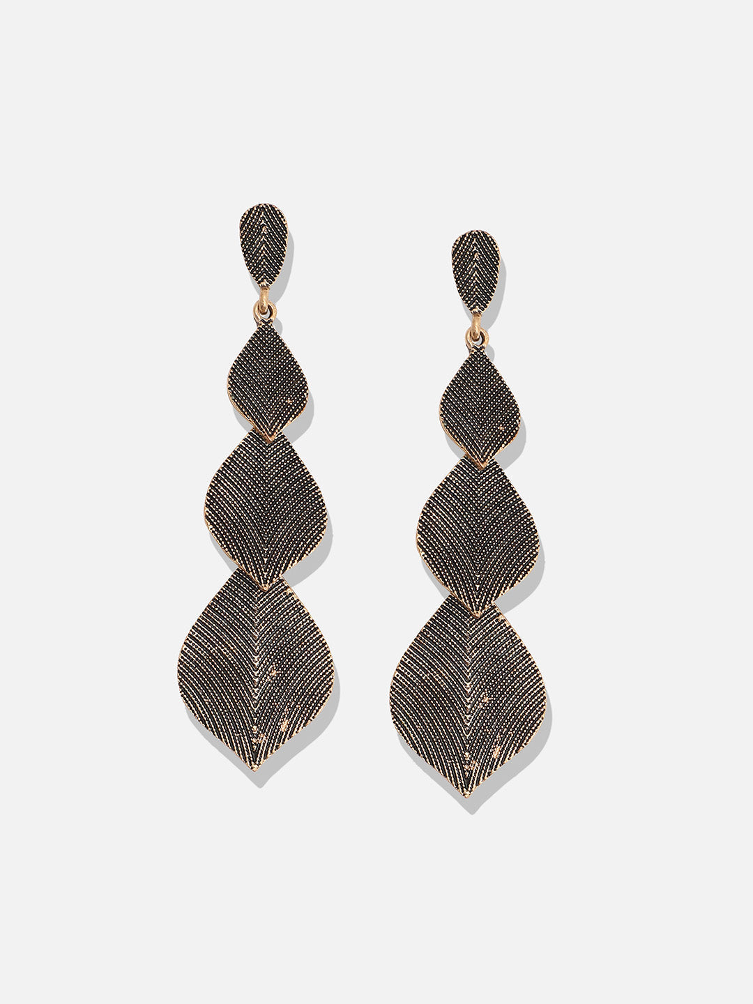 Set Of 2 Gold-Plated Contemporary Drop Earrings