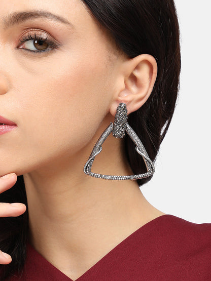 Set Of 2 Silver-Plated Contemporary Drop Earrings