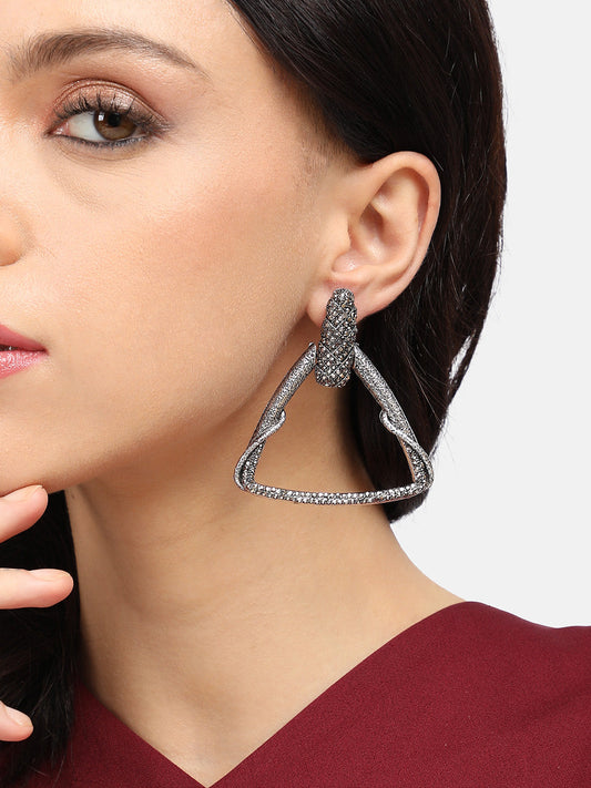Set Of 2 Silver-Plated Contemporary Drop Earrings