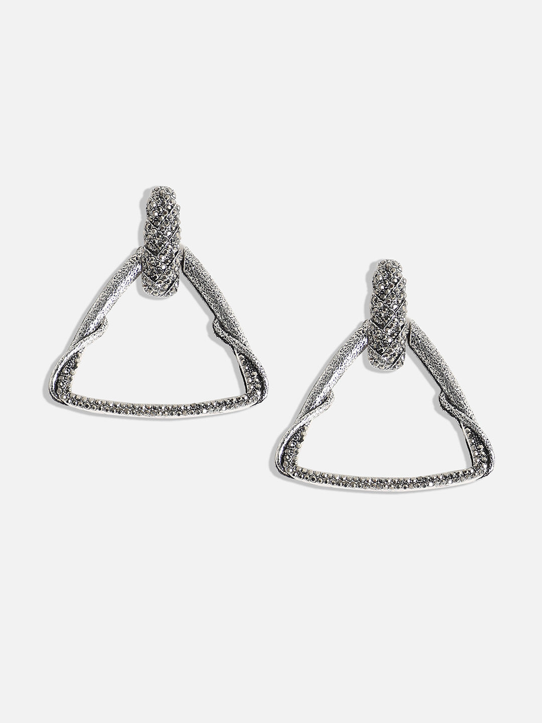 Set Of 2 Silver-Plated Contemporary Drop Earrings