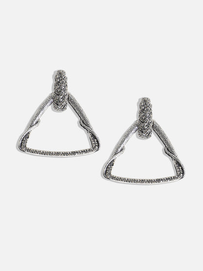 Set Of 2 Silver-Plated Contemporary Drop Earrings