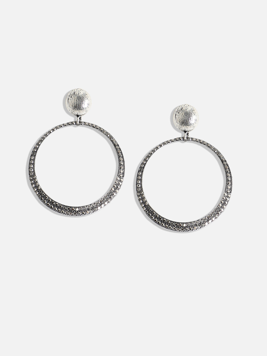 Set Of 2 Silver-Plated Contemporary Drop Earrings