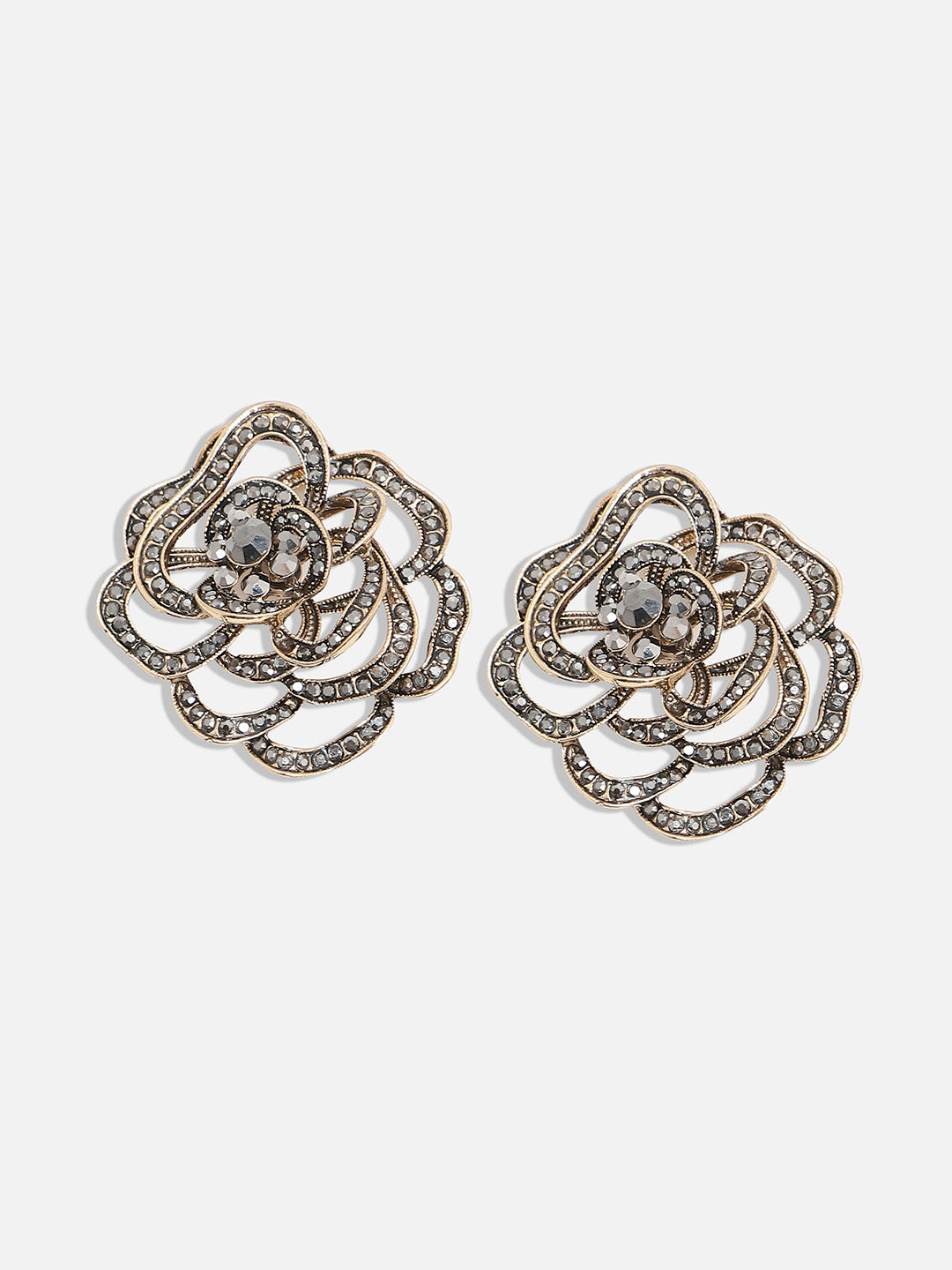Set Of 2 Gold-Plated Contemporary Stud Earrings