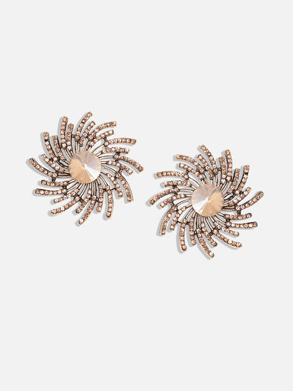Set Of 2 Gold-Plated Contemporary Stud Earrings