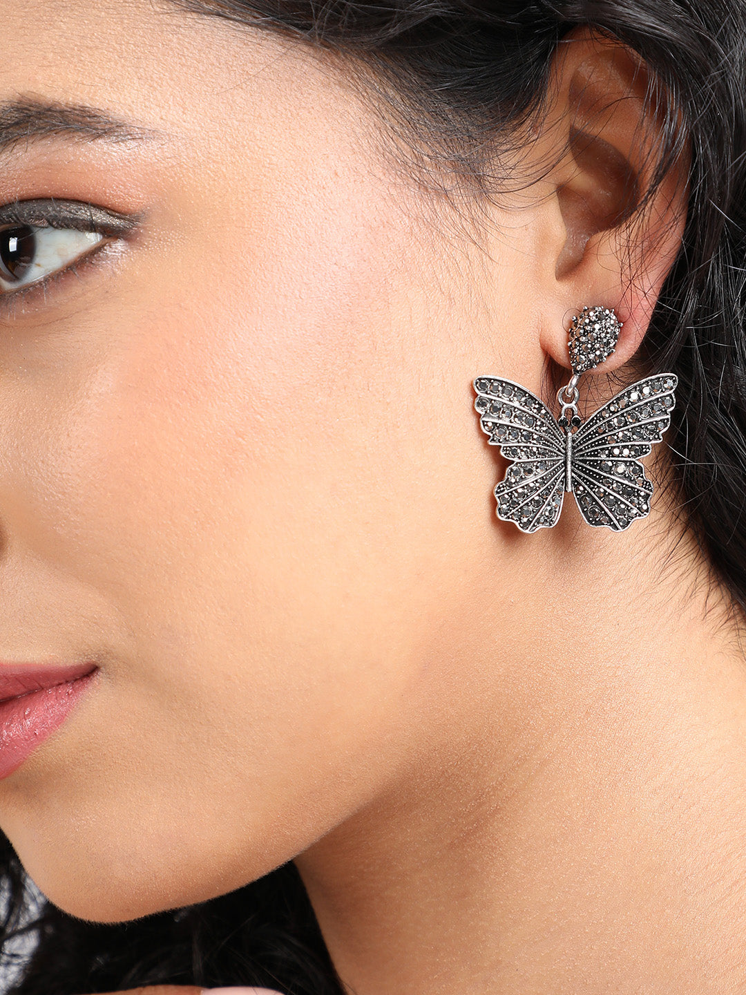 Set Of 2 Silver-Plated Contemporary Drop Earrings