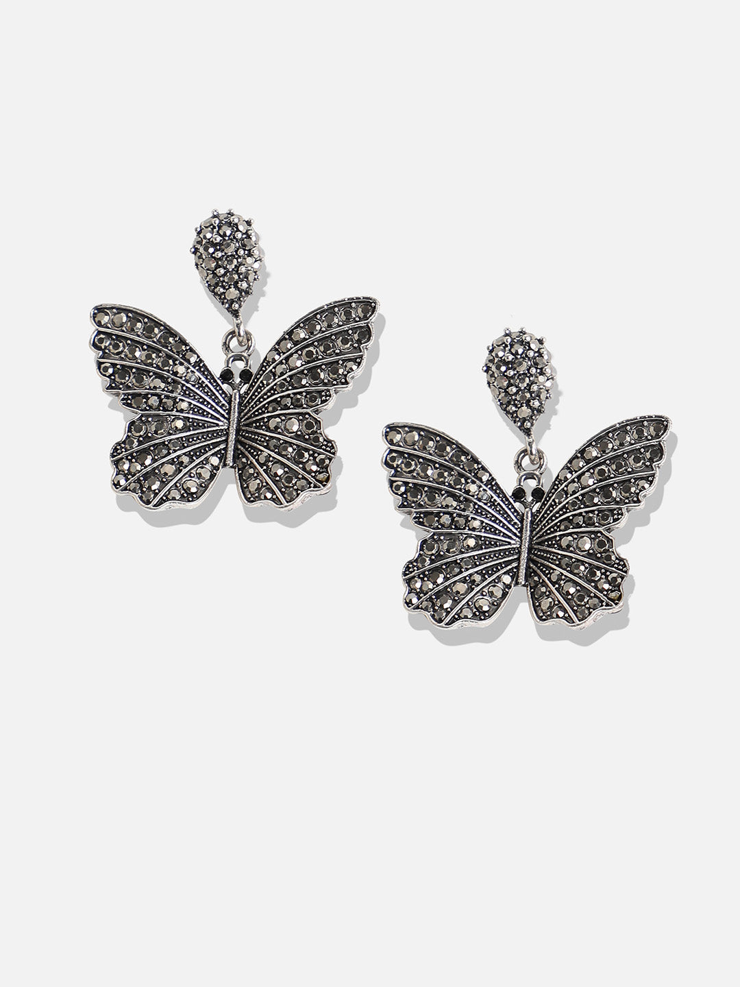 Set Of 2 Silver-Plated Contemporary Drop Earrings