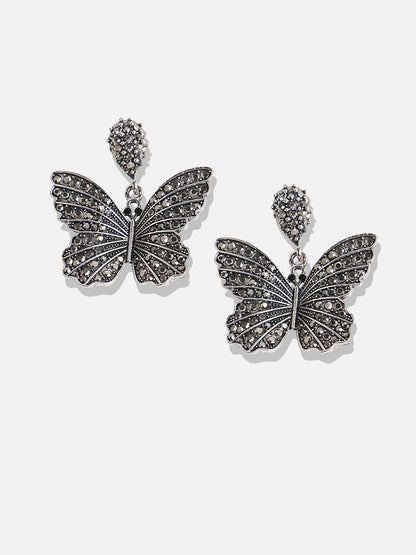 Set Of 2 Silver-Plated Contemporary Drop Earrings