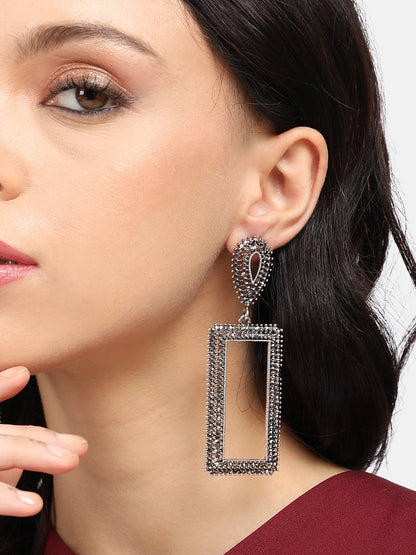 Set Of 2 Silver-Plated Contemporary Drop Earrings