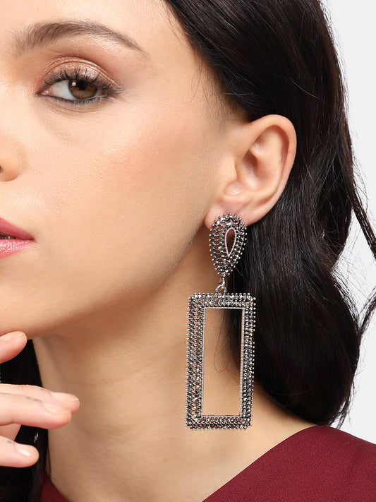 Set Of 2 Silver-Plated Contemporary Drop Earrings