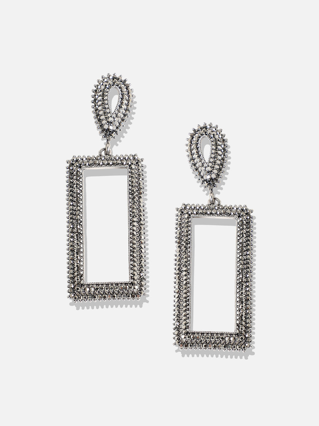 Set Of 2 Silver-Plated Contemporary Drop Earrings