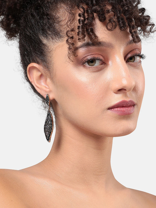 Set Of 2 Gold-Plated Studded Contemporary Drop Earrings