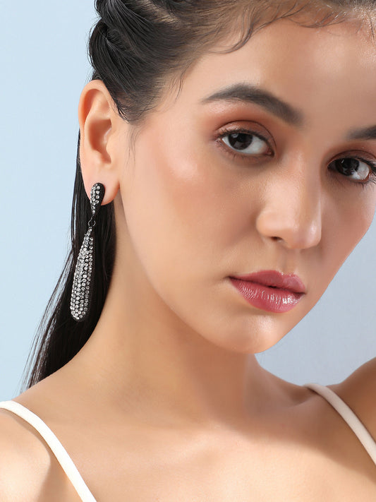 Set Of 2 Brass-Plated Contemporary Drop Earrings