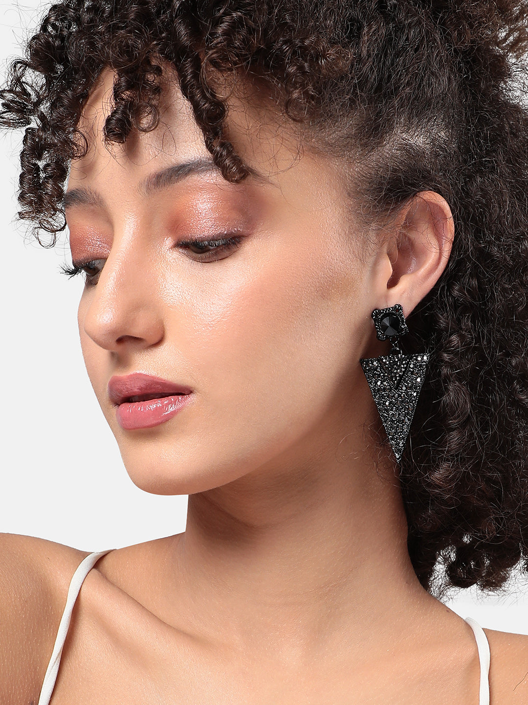 Set Of 2 Brass-Plated Contemporary Drop Earrings