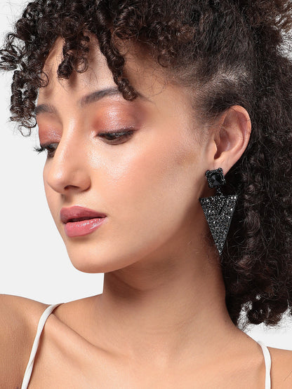 Set Of 2 Brass-Plated Contemporary Drop Earrings