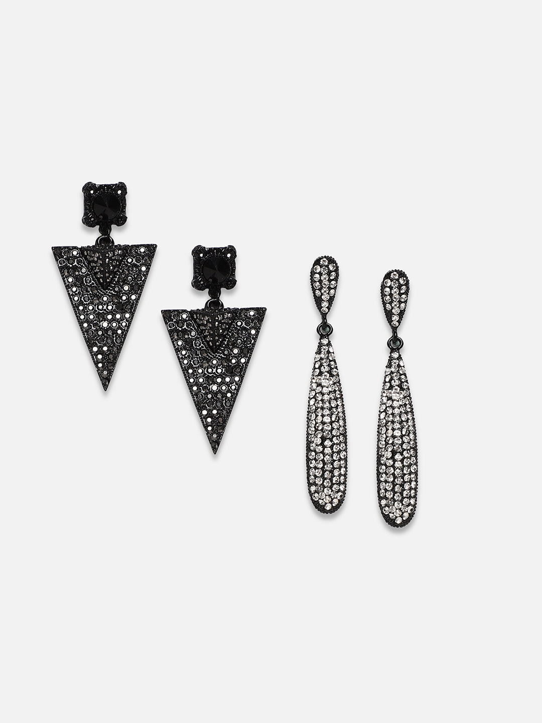Set Of 2 Brass-Plated Contemporary Drop Earrings