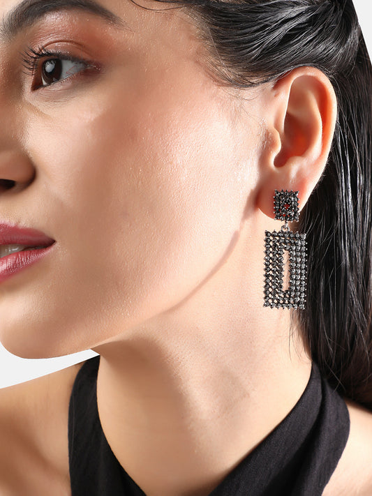 Set Of 2 Silver-Plated Contemporary Drop Earrings