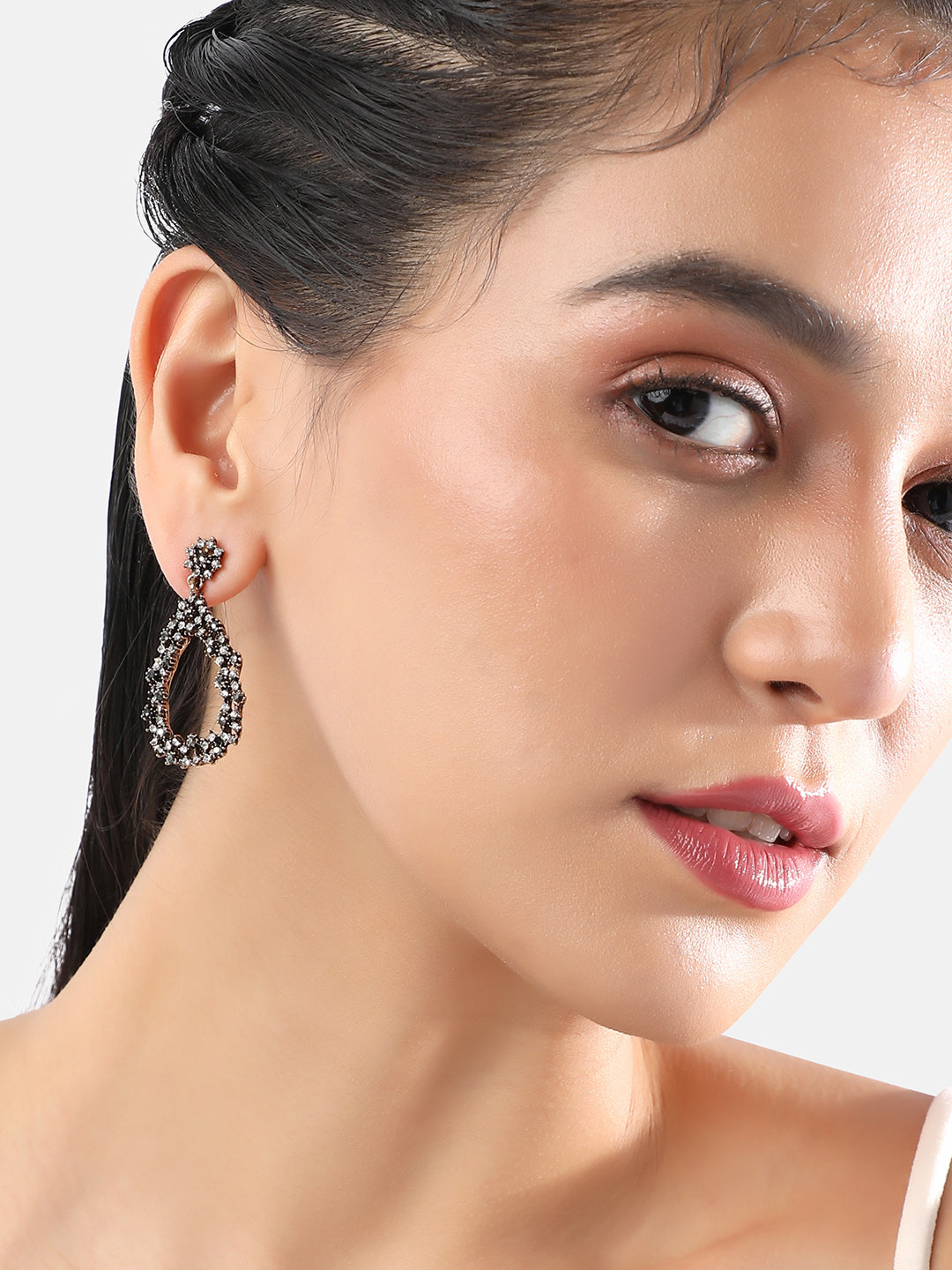 Set Of 2 Silver-Plated Contemporary Drop Earrings