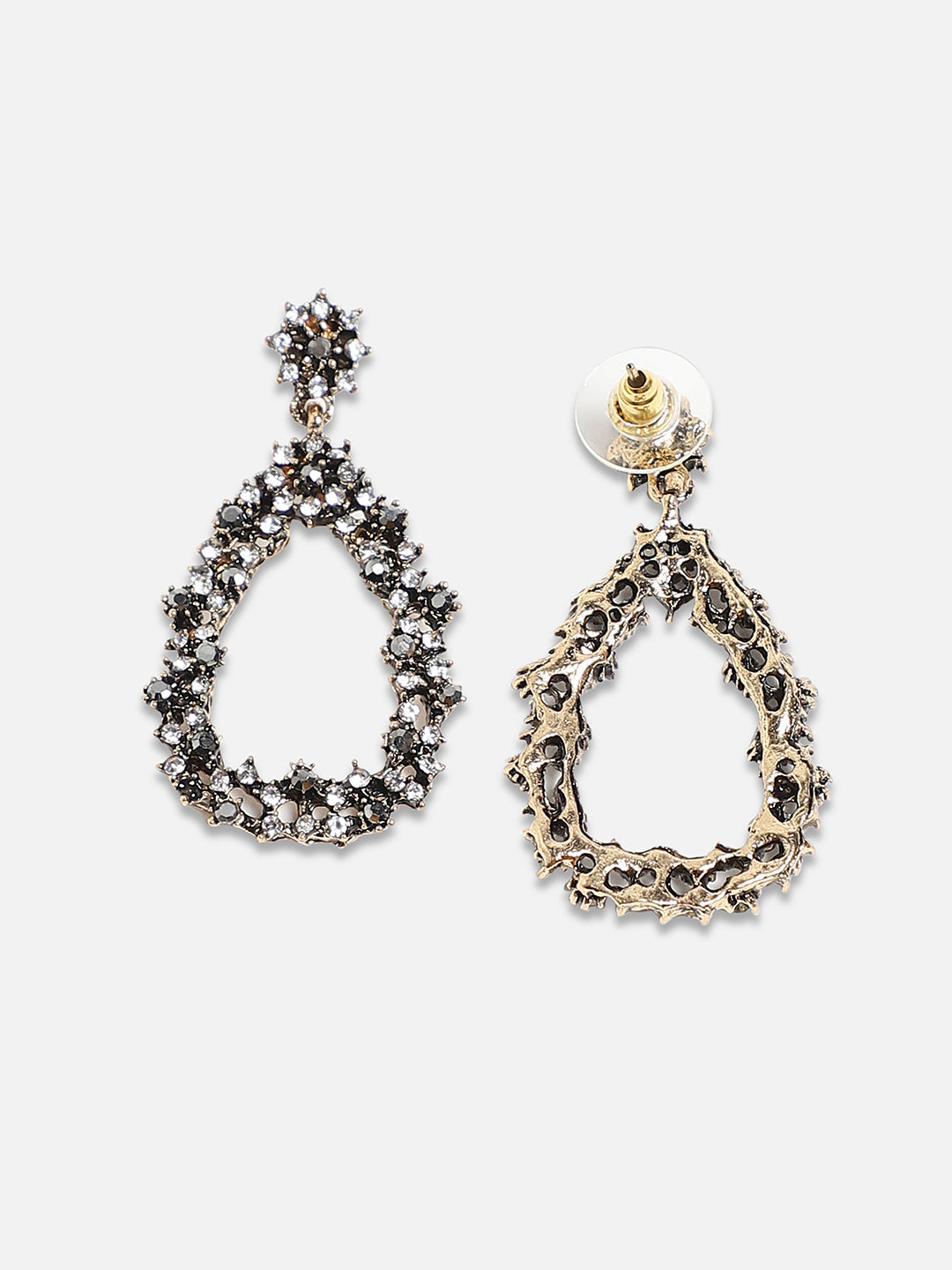 Set Of 2 Silver-Plated Contemporary Drop Earrings