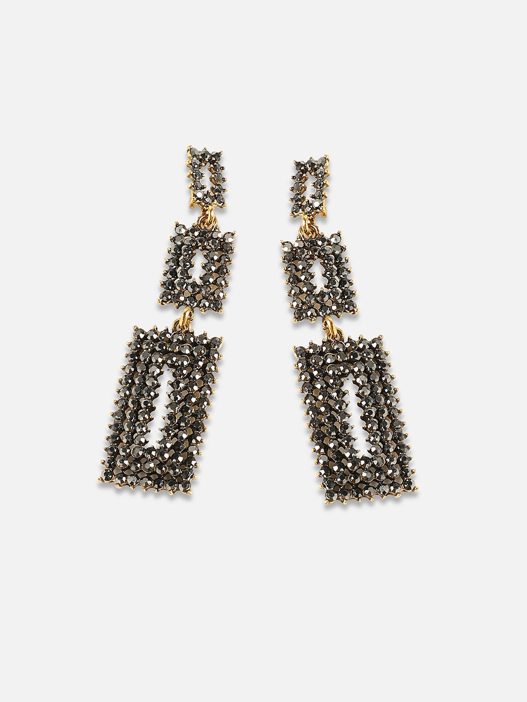Set Of 2 Gold-Plated Contemporary Drop Earrings
