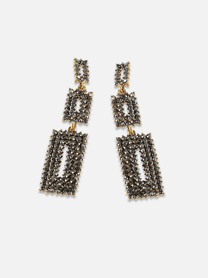 Set Of 2 Gold-Plated Contemporary Drop Earrings