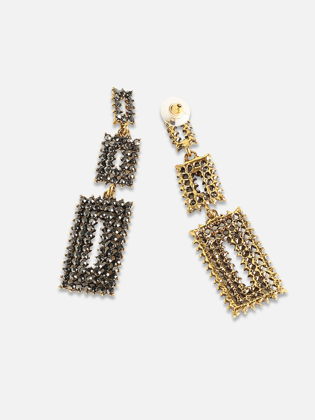 Set Of 2 Gold-Plated Contemporary Drop Earrings