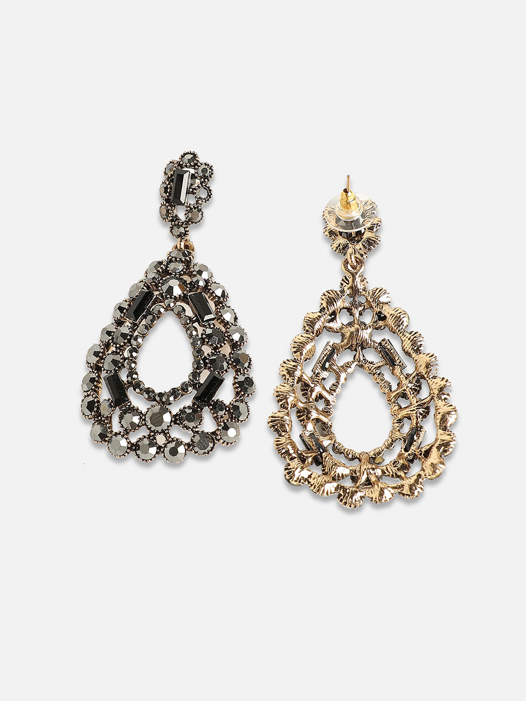 Set Of 2 Gold-Plated Contemporary Drop Earrings