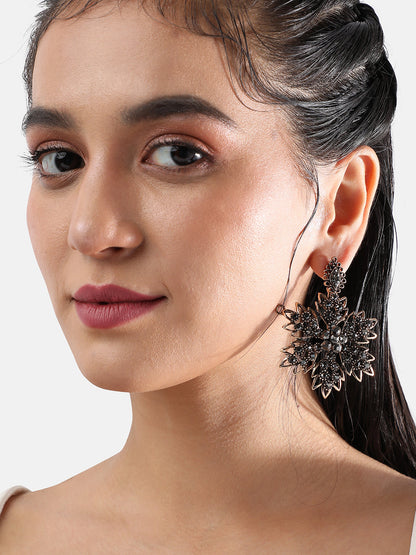 Set Of 2 Gold-Plated Stone Studded Drop Earrings