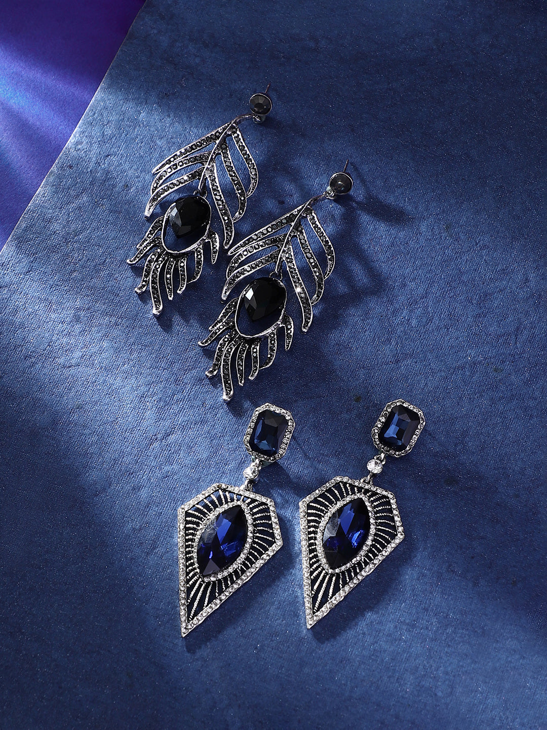 Silver-Plated Contemporary Drop Earrings
