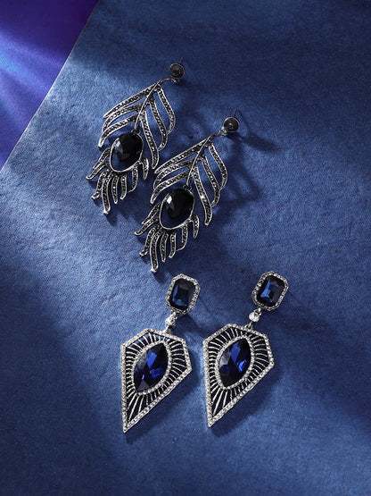 Silver-Plated Contemporary Drop Earrings