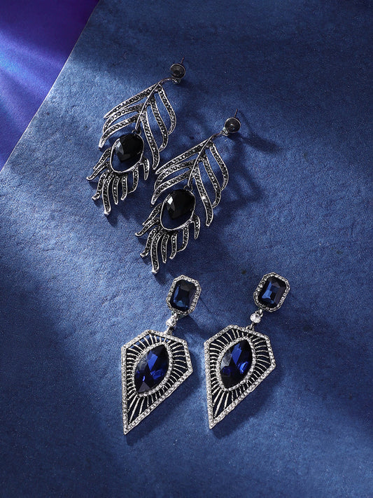 Silver-Plated Contemporary Drop Earrings