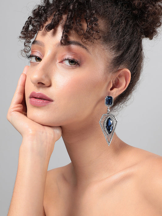 Silver-Plated Contemporary Drop Earrings