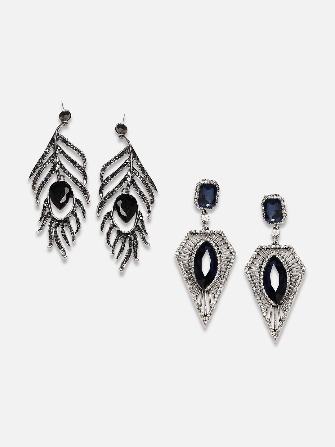 Silver-Plated Contemporary Drop Earrings