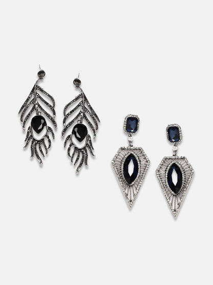 Silver-Plated Contemporary Drop Earrings