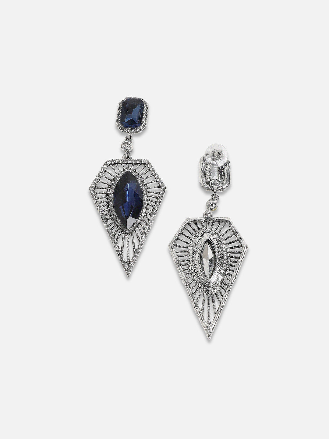 Silver-Plated Contemporary Drop Earrings