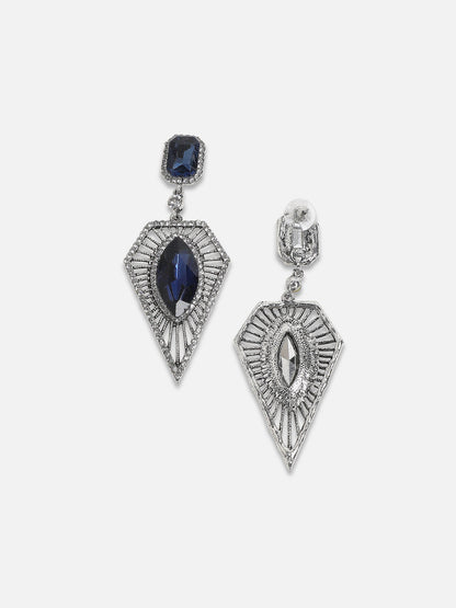Silver-Plated Contemporary Drop Earrings
