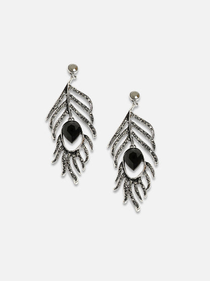 Silver-Plated Contemporary Drop Earrings