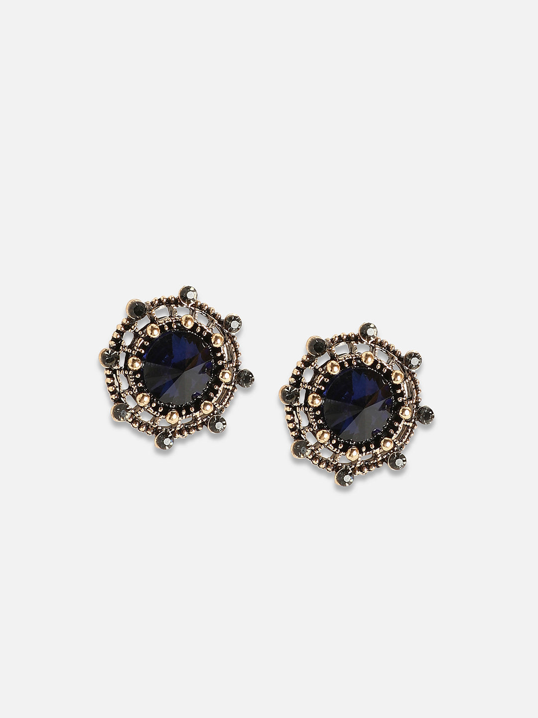 Set Of 2 Gold-Plated Contemporary Studs Earrings