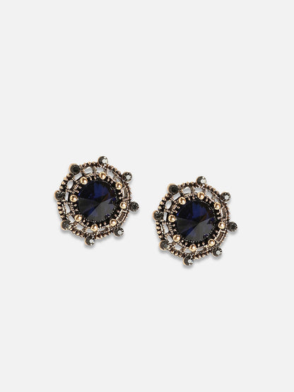 Set Of 2 Gold-Plated Contemporary Studs Earrings