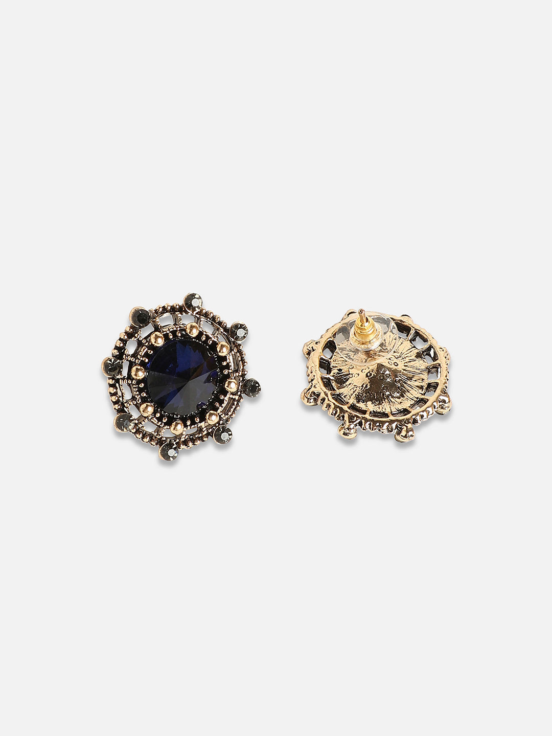 Set Of 2 Gold-Plated Contemporary Studs Earrings
