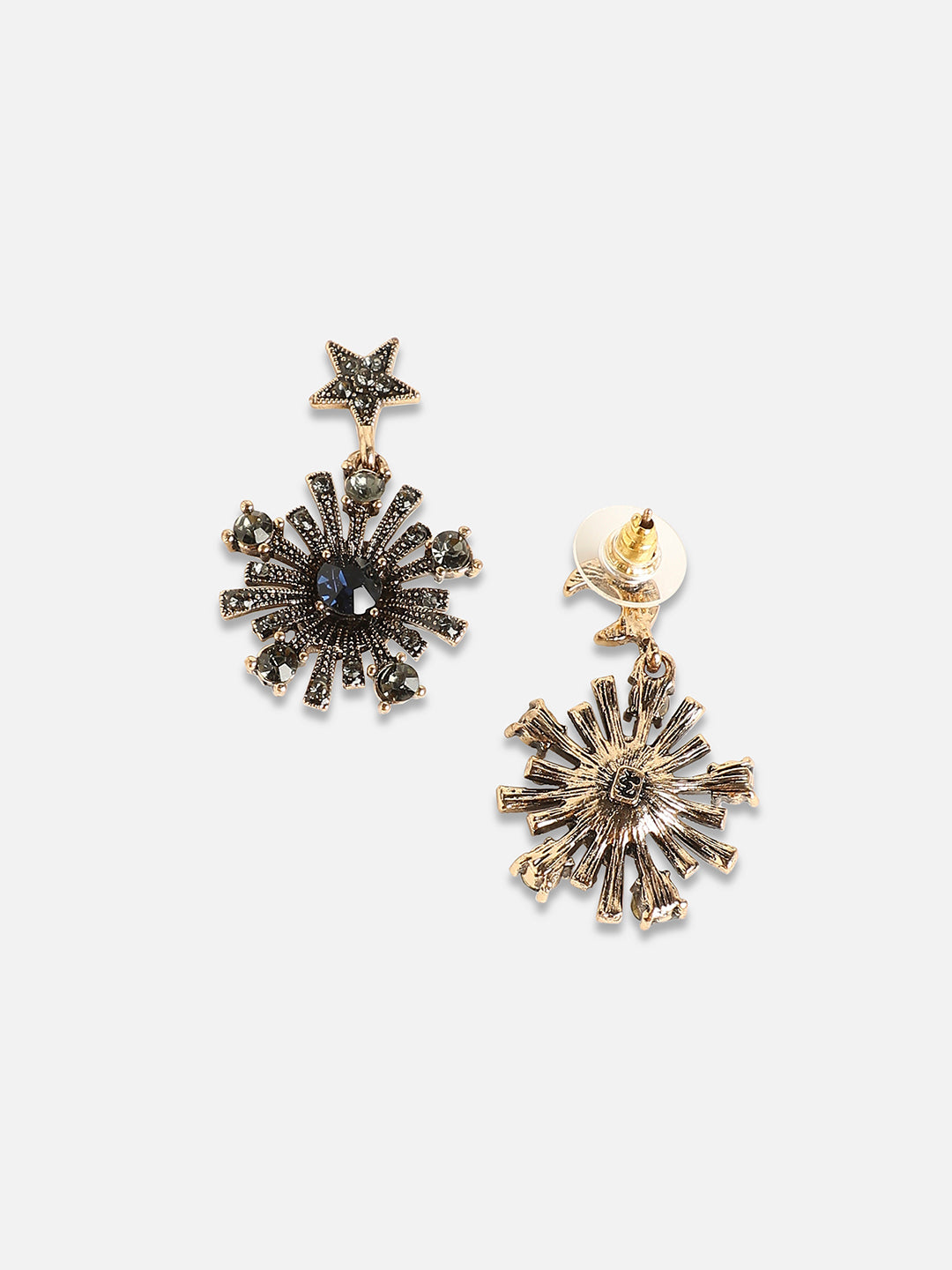 Set Of 2 Gold-Plated Contemporary Studs Earrings