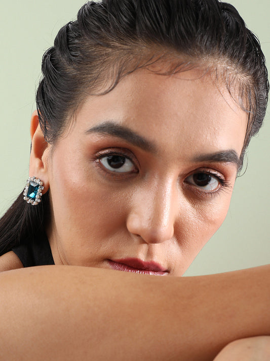 Set Of 2 Silver-Plated Contemporary Studs