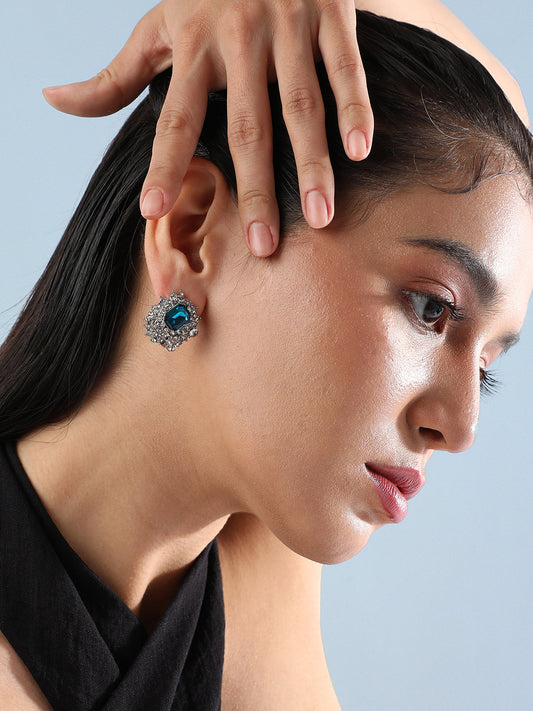 Set Of 2 Silver-Plated Contemporary Studs Earrings