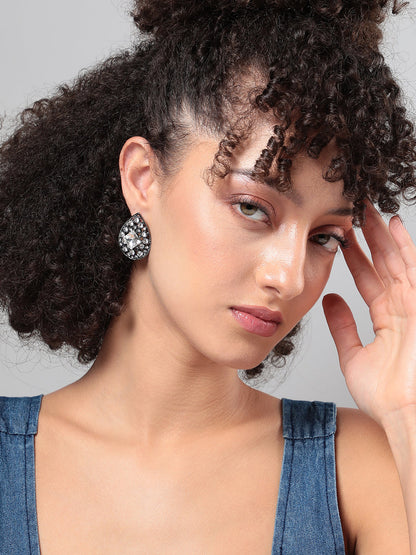 Set Of 2 Silver-Plated Contemporary Studs Earrings