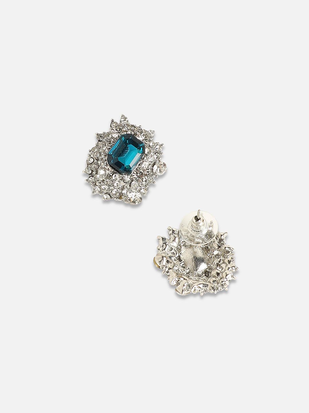 Set Of 2 Silver-Plated Contemporary Studs Earrings