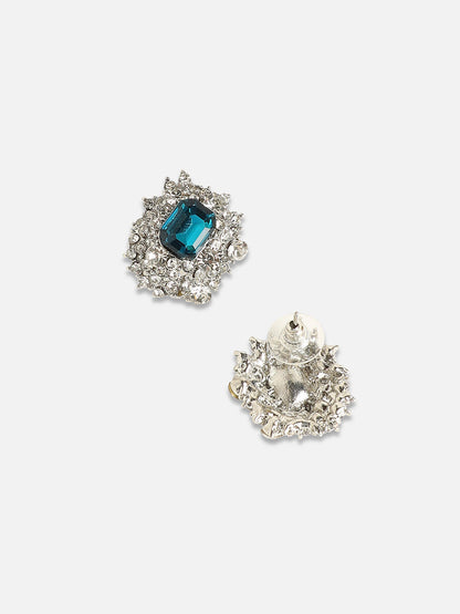 Set Of 2 Silver-Plated Contemporary Studs Earrings