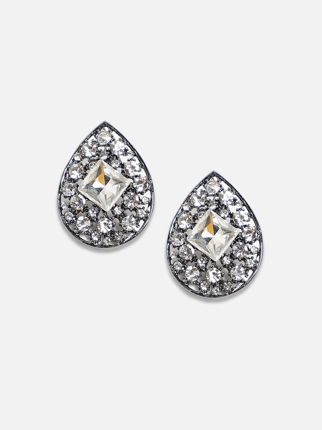 Set Of 2 Silver-Plated Contemporary Studs Earrings